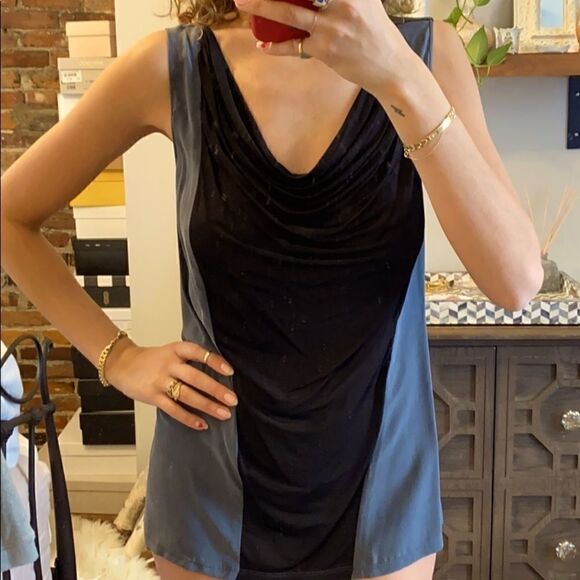Cut25 Slate colored silk top - Picture 1 of 9